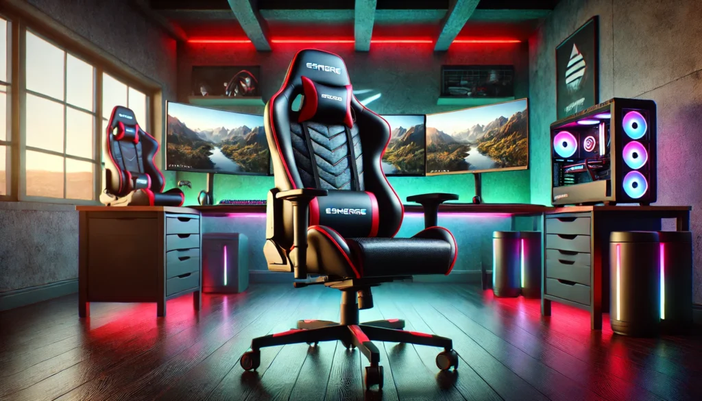 alfordson gaming chair 2-point massage lumbar cushion xavier black