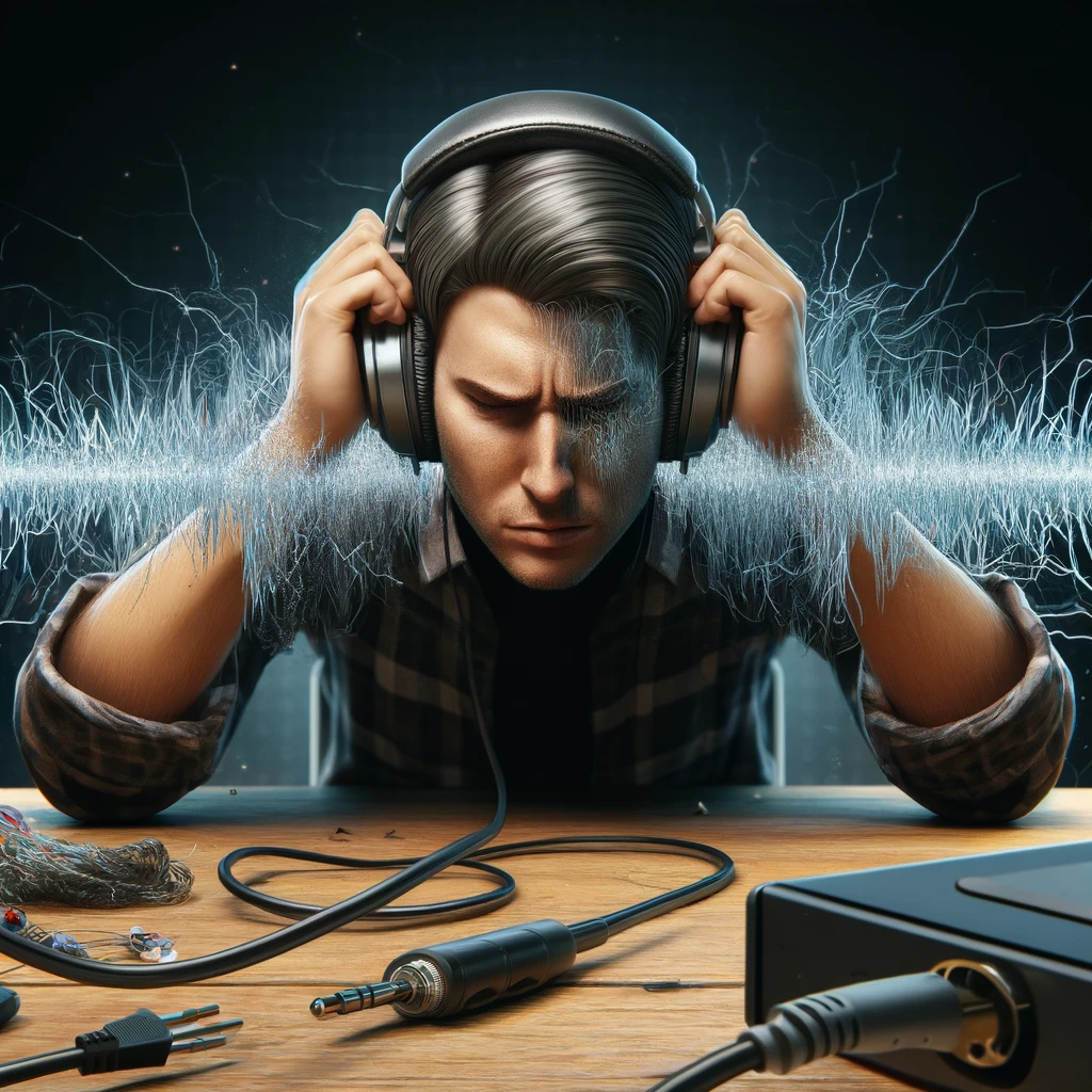 crackling audio headphone